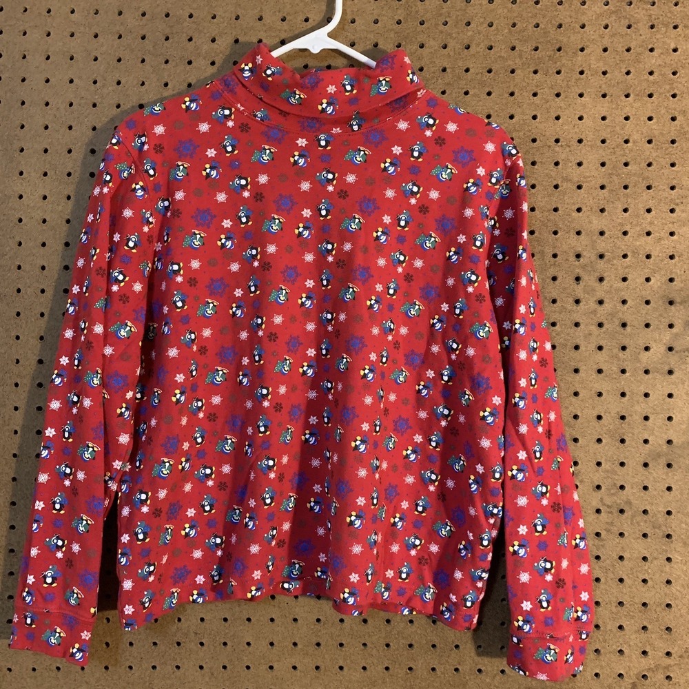 Vtg Christmas Sweater Carolyn Taylor Mock Neck XL Red Snowflake Holiday Mom